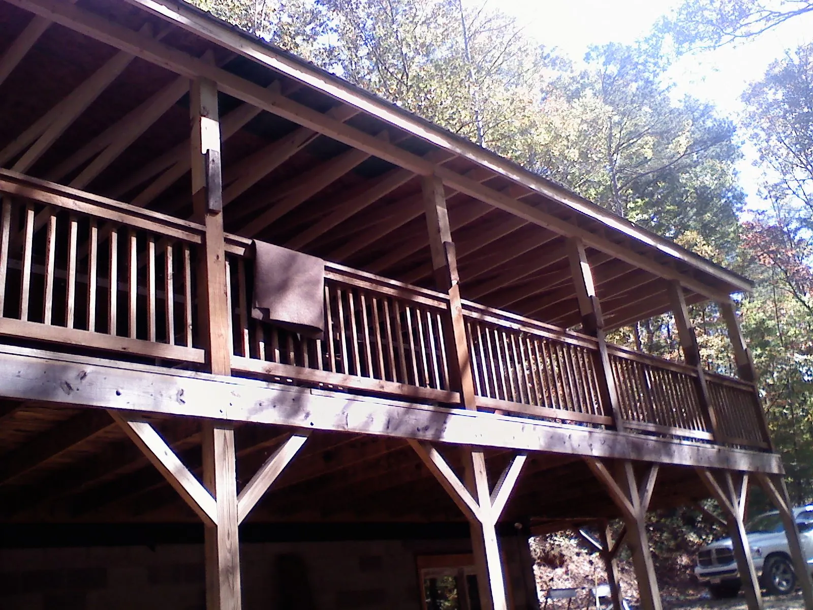 Timber framing under a new elevated porch and deck — Roof Leak Repair in Unicoi by Roofing Brothers